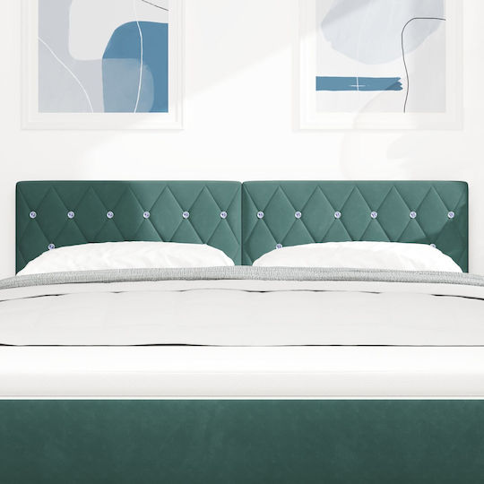 vidaXL Fabric Bed Headboard Dark Green 72x88cm
