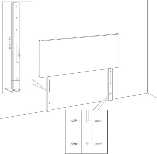 vidaXL Stoff-Kopfstütze für Betten Schwarz Samt 100x88cm