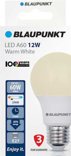 Blaupunkt LED Bulb 12W for E27 Socket and A60 Shape Warm White 1200lm