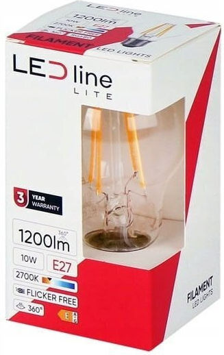 LED line Λάμπα LED 10W για Ντουί E27 και Σχήμα A60 Θερμό Λευκό