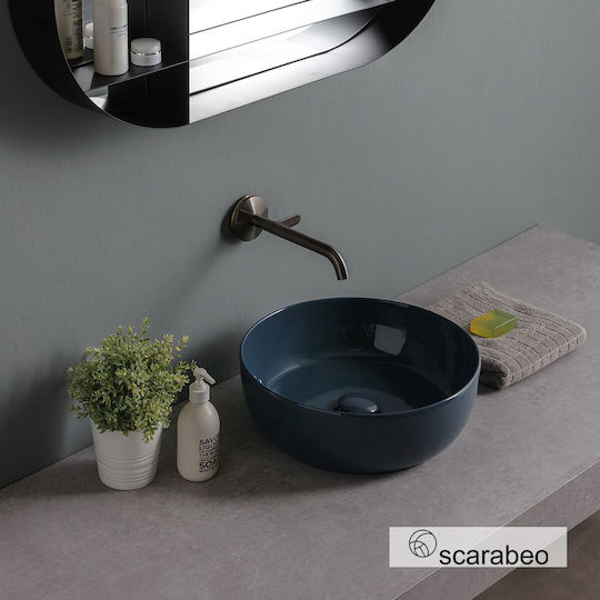 Scarabeo Επικαθήμενος Νιπτήρας Πορσελάνης 39x39x14cm Ocean Glossy