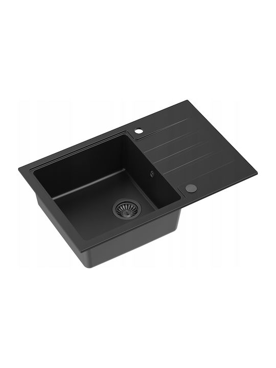 GraniteQ Aufgesetztes Waschbecken Porzellan 78x50x20cm Black
