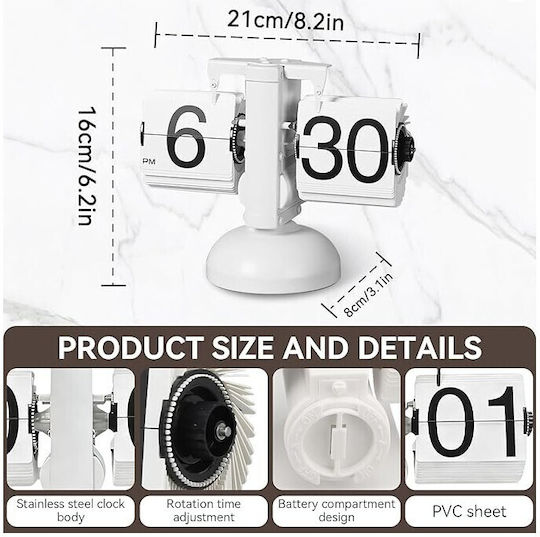 Tabletop Clock with Alarm White RL16264