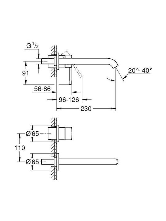 Grohe Set de mixer și gură de încorporare pentru lavabo auriu