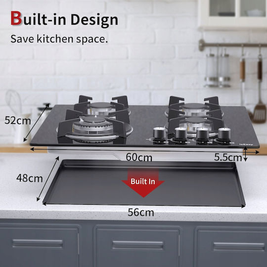 IsEasy Gas Cooktop With Frame Autonomous 60x52εκ.