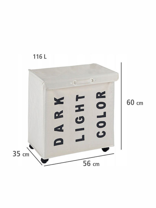 Wenko Trivo Fabric Laundry Basket 117.6L with Cap 56x35x60cm Beige