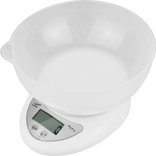 LTC Audio Ψηφιακή Ζυγαριά Κουζίνας με Κάδο έως 5kg Λευκή