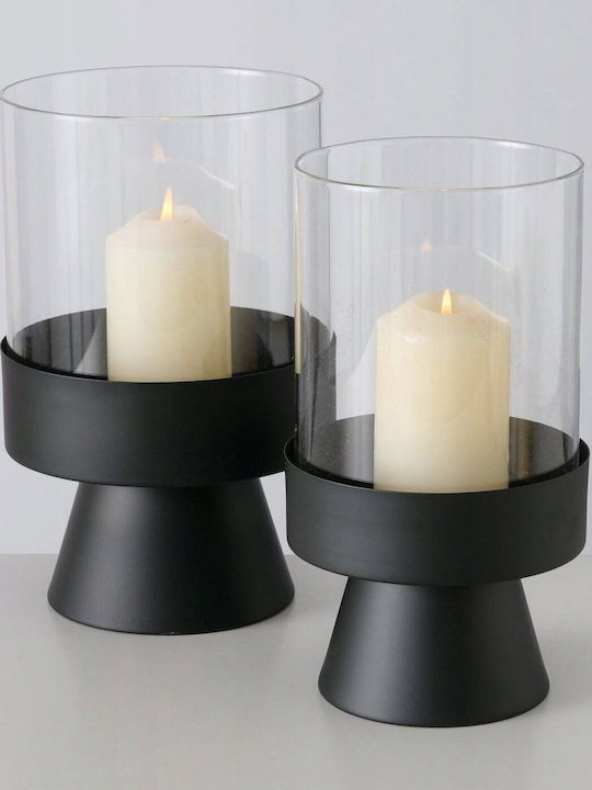 Boltze Pallas Set of Candle Holders Metal in Black Color 2pcs