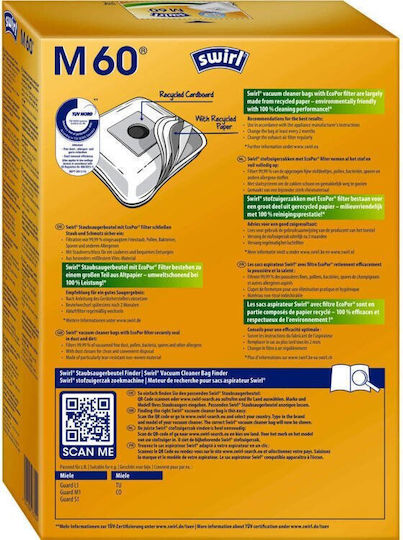 Miele Hyclean Pure Σακούλες Σκούπας 5τμχ Συμβατή με Σκούπα Miele