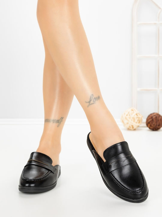 Pantofi Mules Dama Flat Negru Culoare Full Face