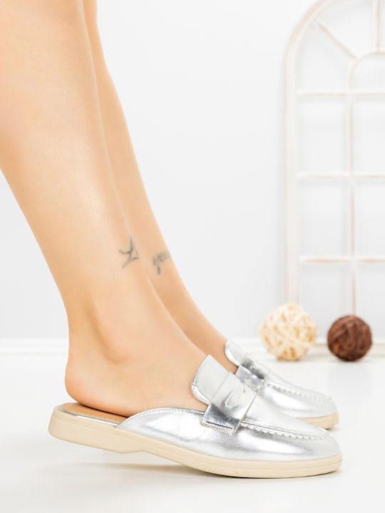 Flat Mules σε Ασημί Χρώμα