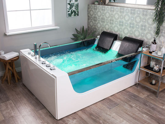 Beliani Acrylic Bathtub with Hydromassage 180x120cm