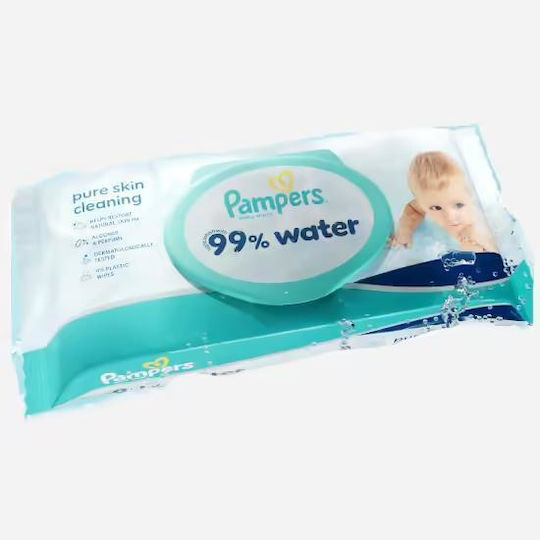 Pampers 99% Вода Бебешки Кърпички с 99% Вода Без Аромат Алкохол и Парабени 60 Броя