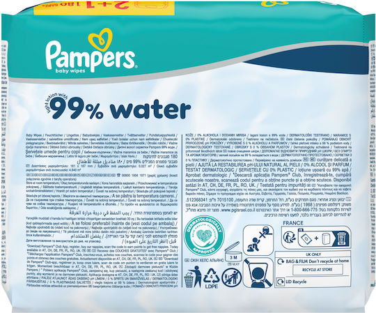 99% Wasser Baby-Feuchttücher ohne Alkohol & Parabene 3x60 Stück