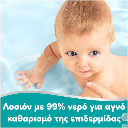 Pampers 99% Вода Бебешки Кърпички с 99% Вода Без Аромат Алкохол и Парабени 60 Броя