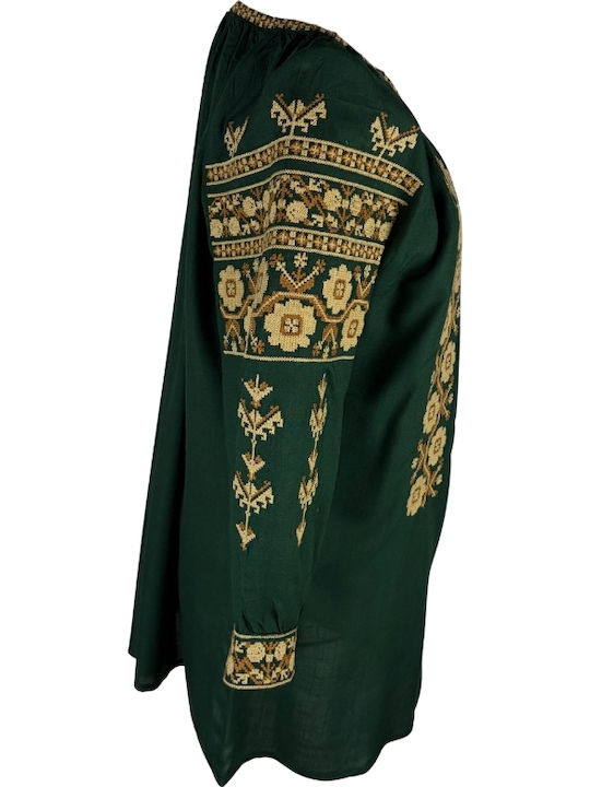 Bluza Damă Bumbac Mânecă Lungă Alb/Portocaliu