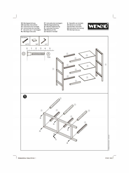 Wenko Wooden Kitchen Rack 3 Tiers Brown 36x36x79cm