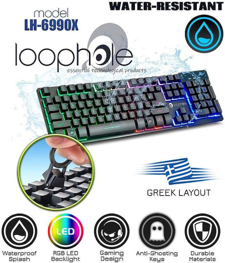Loophole Loophole LH-6990X Gaming Πληκτρολόγιο με RGB φωτισμό (Ελληνικό)