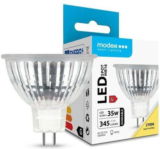 Modee Lighting Λάμπα LED 4.5W 145mm για Ντουί GU5.3 και Σχήμα MR16 Θερμό Λευκό 345lm Dimmable