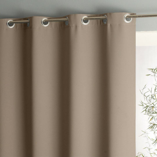 La Redoute Interieurs Κουρτίνα Συσκότισης με Τρουκς Μπεζ 140x180εκ.