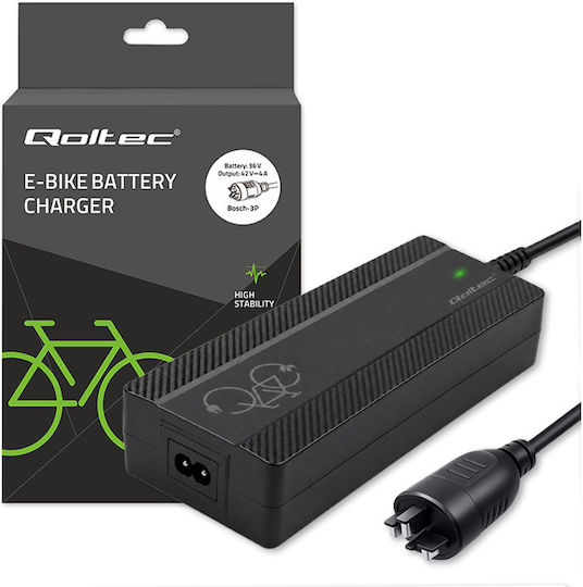 Qoltec Încărcător rapid pentru biciclete electrice și scutere electrice 36 V 42 V 4 A conector Bosch + cablu de alimentare