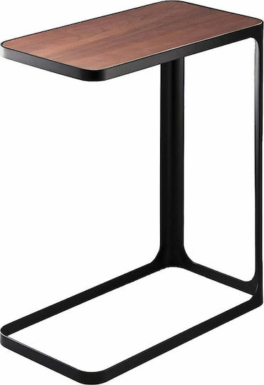 Ορθογώνιο Βοηθητικό Τραπεζάκι Frame C-Shaped Ξύλινο Μαύρο Μ24xΠ45xΥ52εκ.