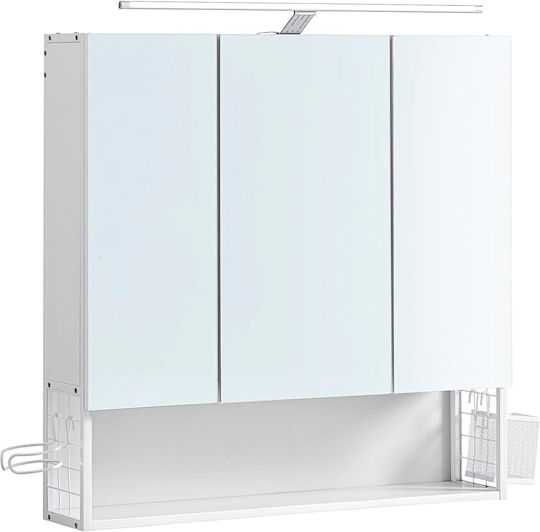 Songmics BBK124W14 Μεγεθυντικός Καθρέπτης Led Αφής με Ράφι & Ντουλάπι 70x70cm Λευκός