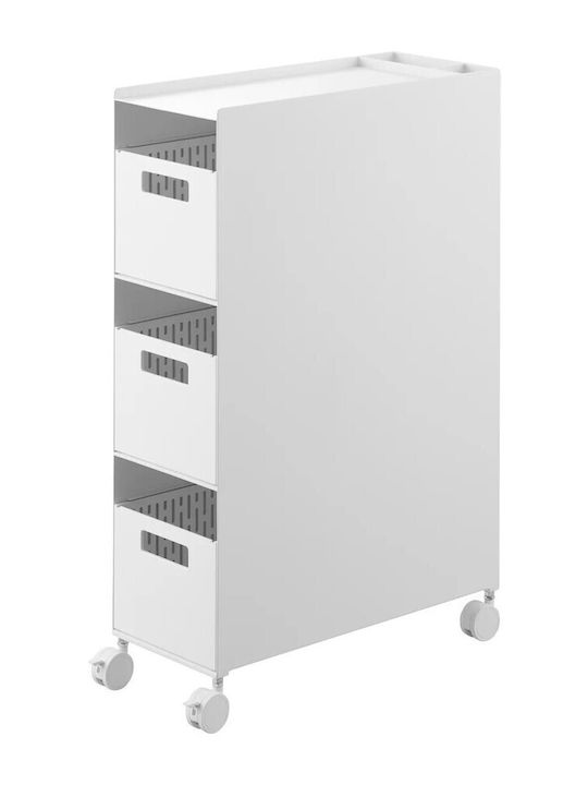 Yamazaki Tower Kitchen Trolley White 48x13x80cm