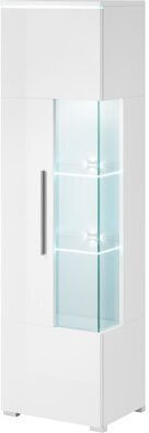 Torvire 106 Living Room Display Cabinet made of Particle Board with Windowed and Lighting Glossy White 45x35x160cm