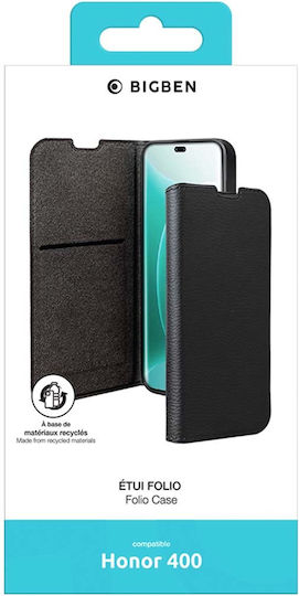 Bigben Connected Folio Wallet Case Honor 400 Lite Saffiano Effect Stand Function Black