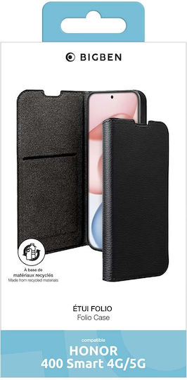Bigben Connected Folio Wallet Case Honor 400 Smart 5g Saffiano Effect Stand Function Black