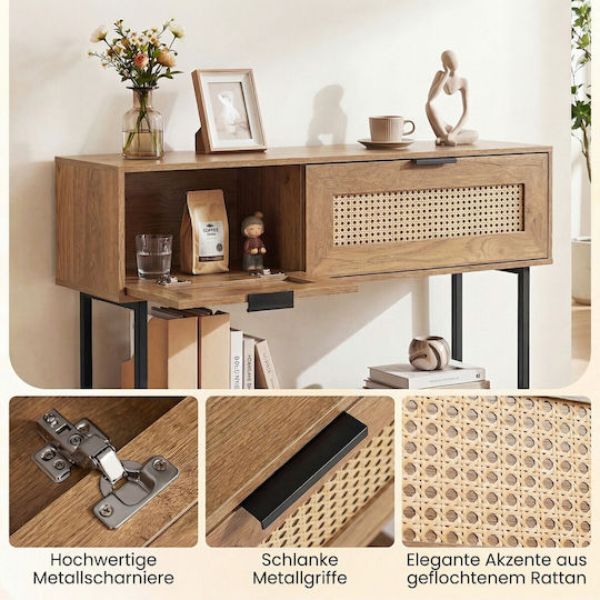Wood and Metal Console Natural L76xW29.5xH100cm