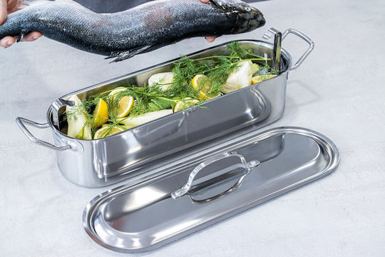 Kitchen Craft Ταψί με Καπάκι από Ανοξείδωτο Ατσάλι 15x45.5cm