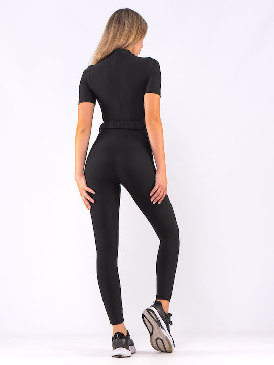 Women's Short-sleeved One-piece Suit Black