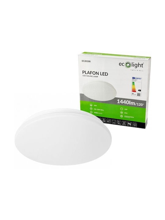 LED таванна лампа 18W 1440lm IP44 4000K