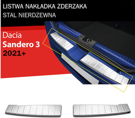 Stainless Steel Chrome Tailgate Cover Strip Dacia Sandero Mk3 5d 2021