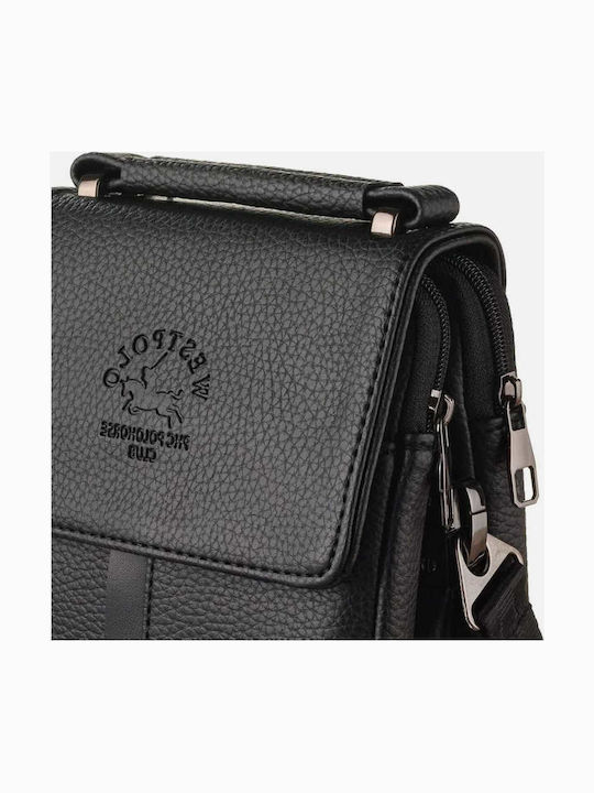Leder Damen Schultertasche Schwarz