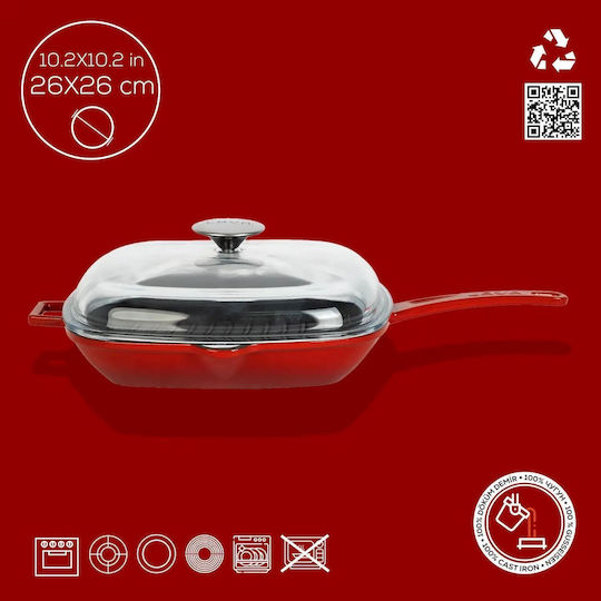 Lava Lava Cast Iron Grill Pan with Lid 26cm