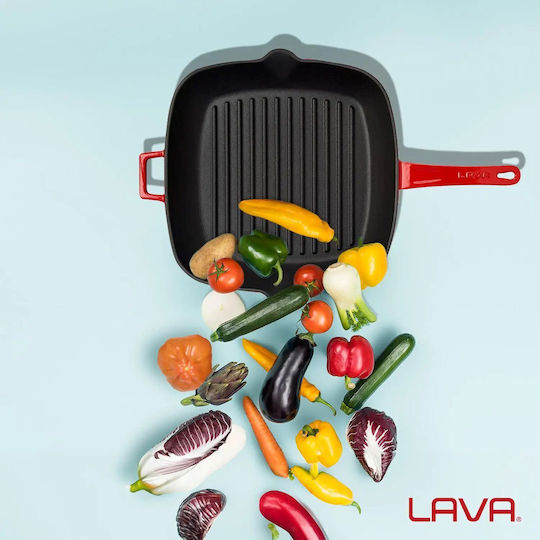 Lava Lava Cast Iron Grill Pan with Lid 26cm