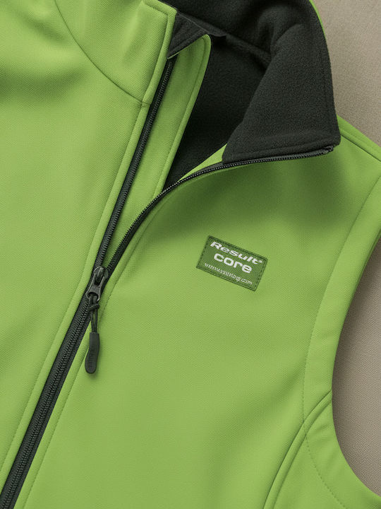 Sleeveless Softshell Waterproof and Windproof Green Jacket