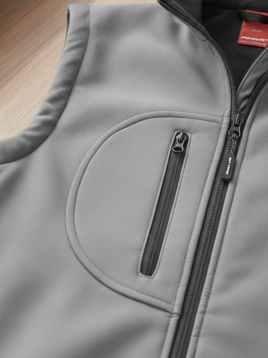 Men's Sleeveless Softshell Jacket Waterproof and Windproof Gray