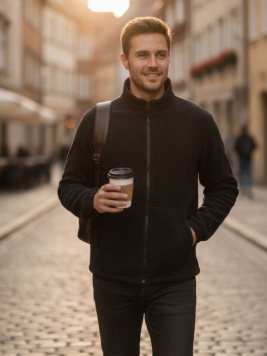 Herren Jacke Lässig Schwarz