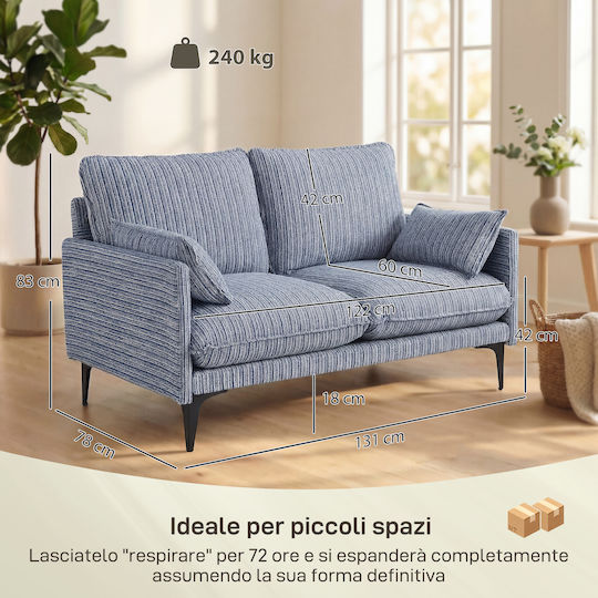 Двуместен Диван Син 131x78x83см