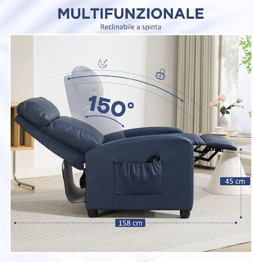 Scaun De Relax Masaj Cu Puf Albastru Închis 68x88x98cm