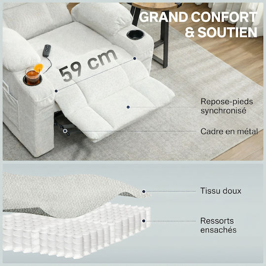 Relax Sessel mit Fußhocker Beige
