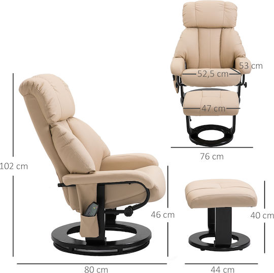Scaun De Relax Masaj Cu Puf Crem 76x80x102cm