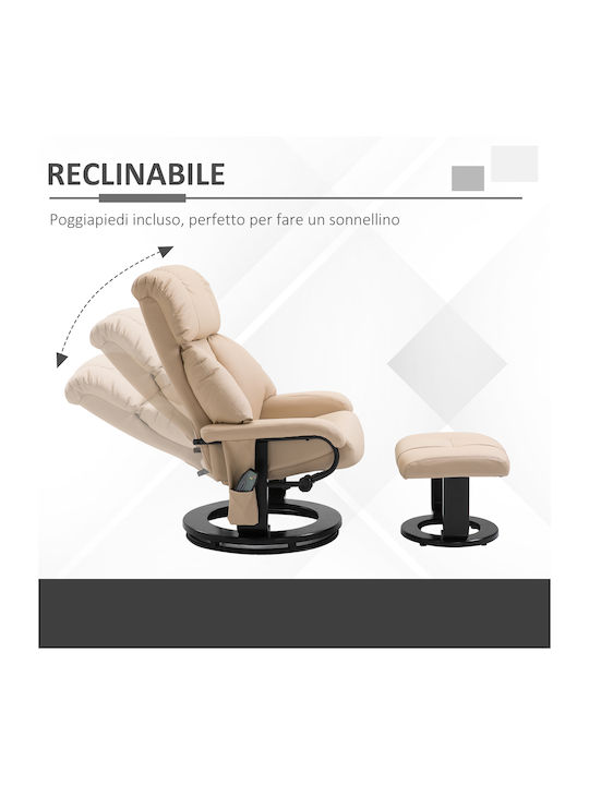 Entspannungs Sessel mit Fußhocker Massage Beige 76x80x102cm