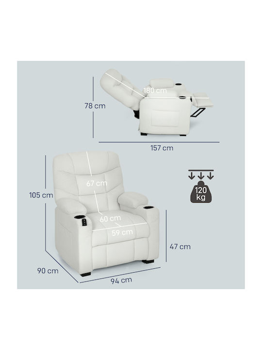Πολυθρόνα Relax με Υποπόδιο Κρεμ