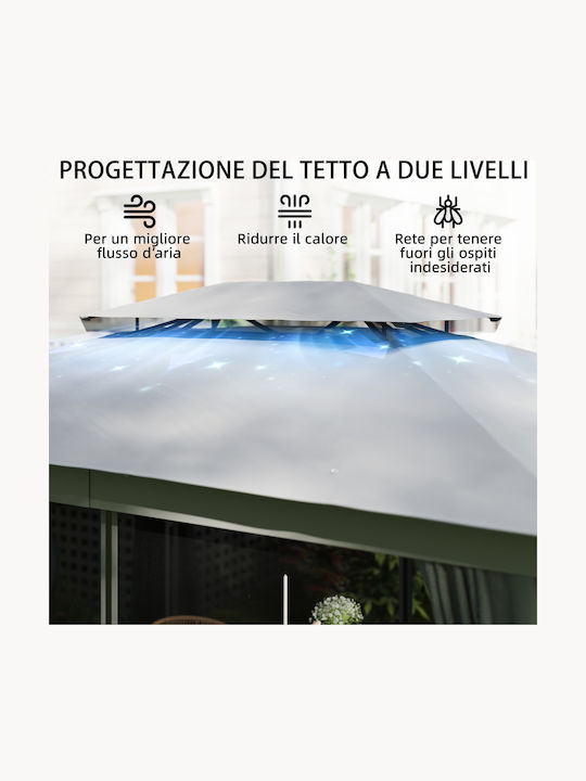 Outsunny Gazebo de Grădină Gri 3.8x3m