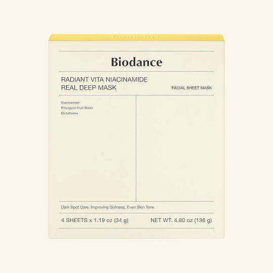 Biodance Radiant Vita Niacinamide Real Deep Jelly Mask 4τμχ